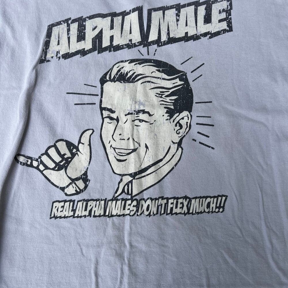 Alpha Male T-shirt, cotton gray short sleeve, Men's size XL